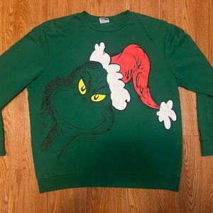 Dr. Seuss The Grinch Graphic Crewneck Sweatshirt Size XL Green Pullover Sweater